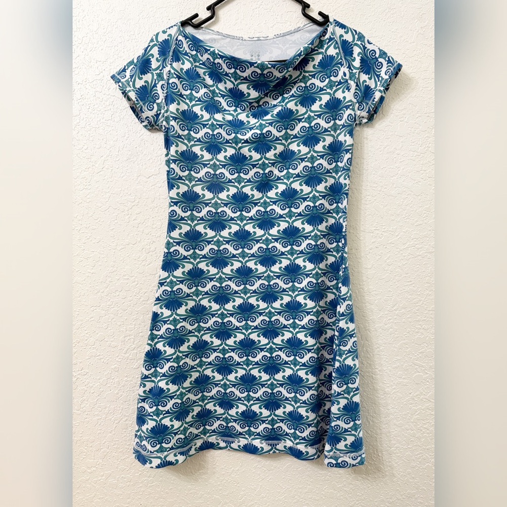 Title Nine Outdoor Majestic Print Stretch Shirt Dress - XS